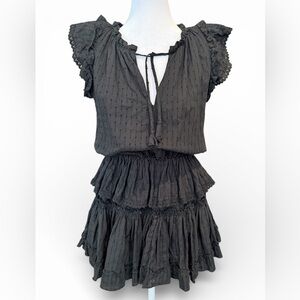 Misa Lilian Tiered Fit & Flare Mini Dress Black Women's Size XS‎